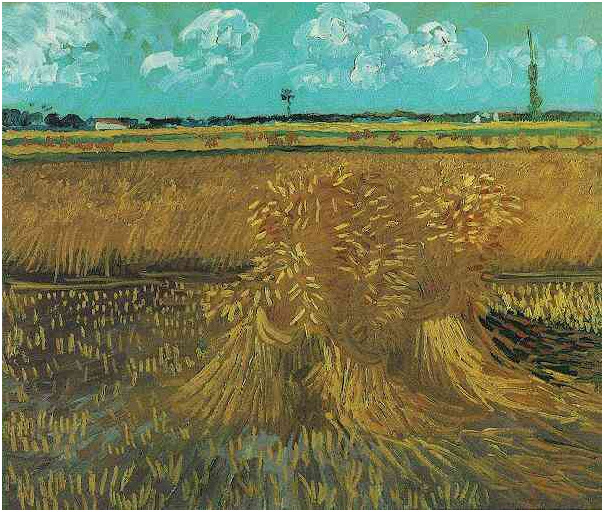 Vincent van Gogh Campo de trigo con poleas Painting Vincent van Gogh's Campo de trigo con poleas Painting