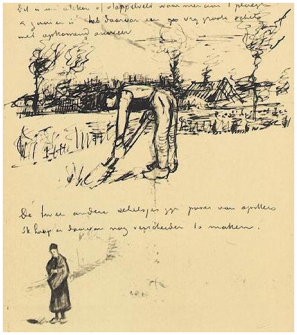 Vincent van Gogh Excavador y figura de una mujer LetterSketches Vincent van Gogh's Excavador y figura de una mujer LetterSketches