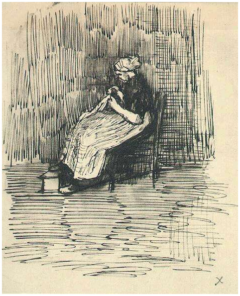 Vincent van Gogh Mujer de Scheveningen cosiendo LetterSketches Vincent van Gogh's Mujer de Scheveningen cosiendo LetterSketches