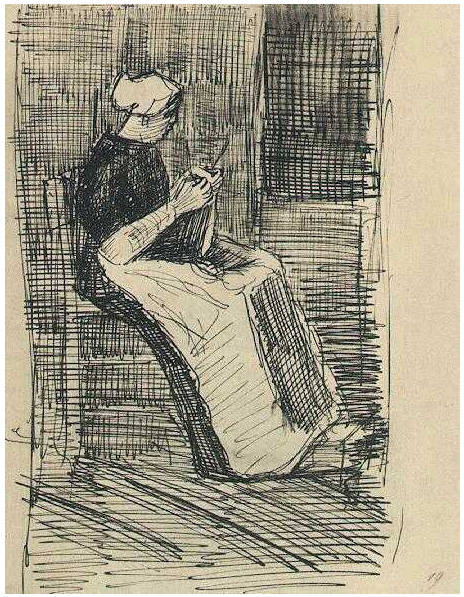 Vincent van Gogh Mujer de Scheveningen tejiendo LetterSketches Vincent van Gogh's Mujer de Scheveningen tejiendo LetterSketches
