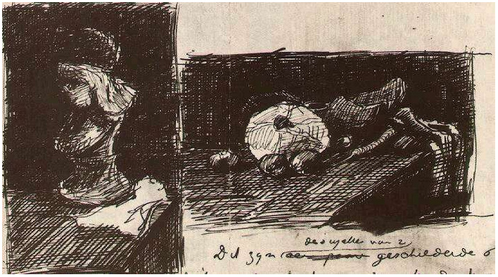 Vincent van Gogh Escultura y naturaleza muerta con col y zuecos LetterSketches Vincent van Gogh's Escultura y naturaleza muerta con col y zuecos LetterSketches
