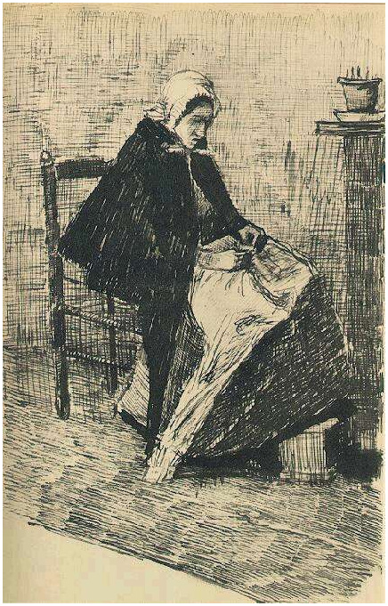Vincent van Gogh Mujer de Scheveningen cosiendo LetterSketches Vincent van Gogh's Mujer de Scheveningen cosiendo LetterSketches