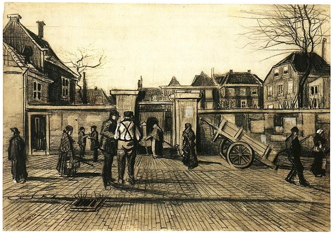 Vincent van Gogh Entrada al banco de empeños, La Haya Drawing Vincent van Gogh's Entrada al banco de empeños, La Haya Drawing