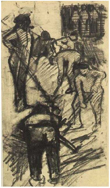 Vincent van Gogh Excavadores en calle en pedazos Drawing Vincent van Gogh's Excavadores en calle en pedazos Drawing