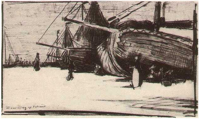 Vincent van Gogh Barcos pesqueros en la playa LetterSketches Vincent van Gogh's Barcos pesqueros en la playa LetterSketches