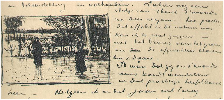 Vincent van Gogh Paisaje de leña después de la lluvia LetterSketches Vincent van Gogh's Paisaje de leña después de la lluvia LetterSketches