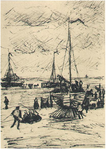 Vincent van Gogh Playa y barcos LetterSketches Vincent van Gogh's Playa y barcos LetterSketches