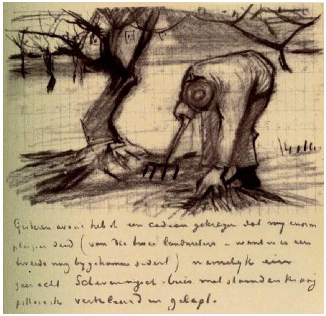 Vincent van Gogh Jardinero cerca de un manzano retorcido LetterSketches Vincent van Gogh's Jardinero cerca de un manzano retorcido LetterSketches