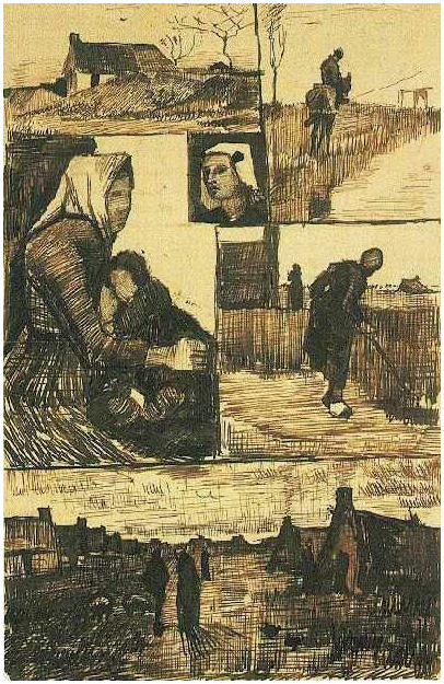 Vincent van Gogh Una hoja con bosquejos Drawing Vincent van Gogh's Una hoja con bosquejos Drawing