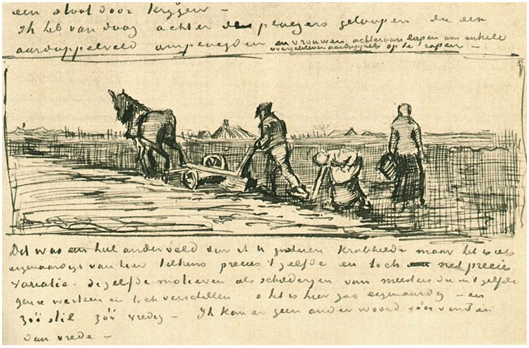 Vincent van Gogh Labrador con dos mujeres LetterSketches Vincent van Gogh's Labrador con dos mujeres LetterSketches