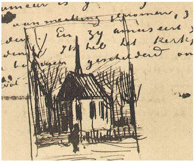 Vincent van Gogh Iglesia en Nuenen; con una figura LetterSketches Vincent van Gogh's Iglesia en Nuenen; con una figura LetterSketches