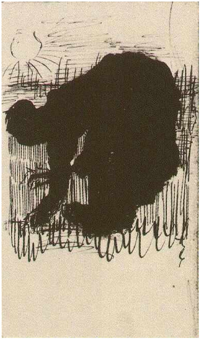 Vincent van Gogh Silueta de una mujer campesina cavando zanahorias Drawing Vincent van Gogh's Silueta de una mujer campesina cavando zanahorias Drawing