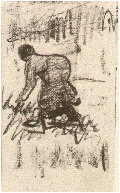 Vincent van Gogh Mujer campesina, encorvando a la izquierda Drawing Vincent van Gogh's Mujer campesina, encorvando a la izquierda Drawing