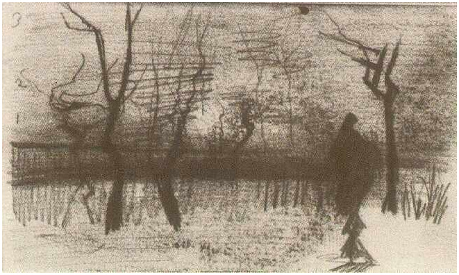 Vincent van Gogh Jardín de la casa parroquial al atardecer Drawing Vincent van Gogh's Jardín de la casa parroquial al atardecer Drawing