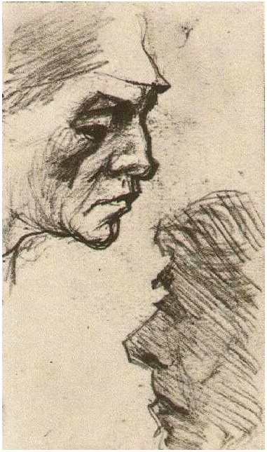 Vincent van Gogh Dos cabezas de hombres Drawing Vincent van Gogh's Dos cabezas de hombres Drawing