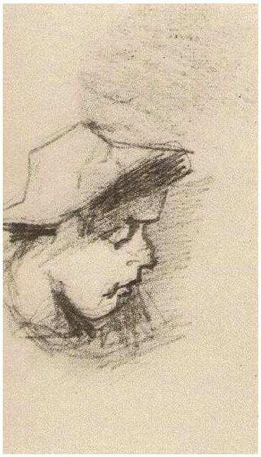 Vincent van Gogh Cabeza de un hombre con sombrero de paja Drawing Vincent van Gogh's Cabeza de un hombre con sombrero de paja Drawing