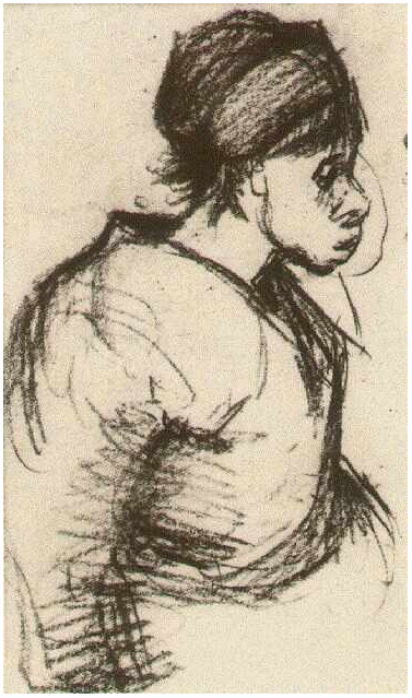 Download Peasant Girl, Half-Figure by Vincent van Gogh - 1262 - Drawing