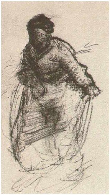 Vincent van Gogh Mujer campesina, caminando Drawing Vincent van Gogh's Mujer campesina, caminando Drawing