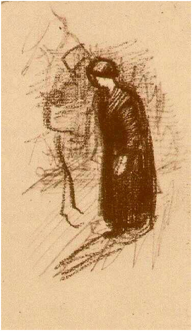 Vincent van Gogh Mujer en vestido de oscuro, Caminando Drawing Vincent van Gogh's Mujer en vestido de oscuro, Caminando Drawing