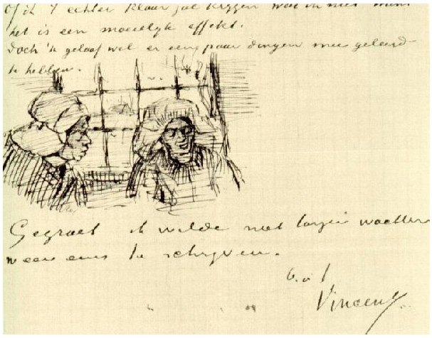 Vincent van Gogh Mujer campesina, vista contra de la ventana, Dos cabezas LetterSketches Vincent van Gogh's Mujer campesina, vista contra de la ventana, Dos cabezas LetterSketches