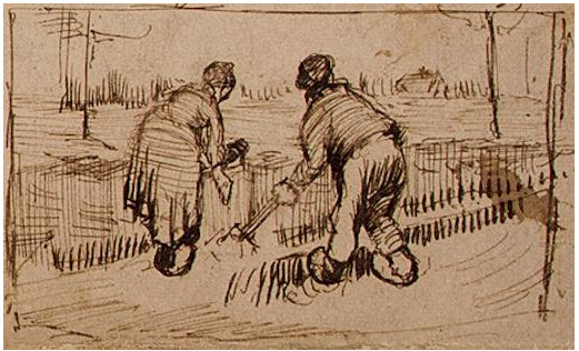 Vincent van Gogh Campesinos plantando papas LetterSketches Vincent van Gogh's Campesinos plantando papas LetterSketches