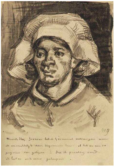 Vincent van Gogh Cabeza de Gordina de Groot LetterSketches Vincent van Gogh's Cabeza de Gordina de Groot LetterSketches
