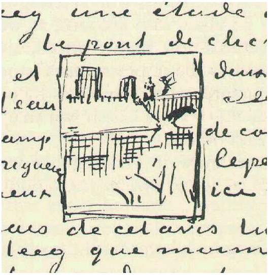 Vincent van Gogh El Sena con el Pont de Clichy LetterSketches Vincent van Gogh's El Sena con el Pont de Clichy LetterSketches