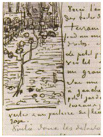 Vincent van Gogh El pequeño peral en flor LetterSketches Vincent van Gogh's El pequeño peral en flor LetterSketches