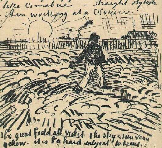 Vincent van Gogh Sembrador con Sol Poniente LetterSketches Vincent van Gogh's Sembrador con Sol Poniente LetterSketches