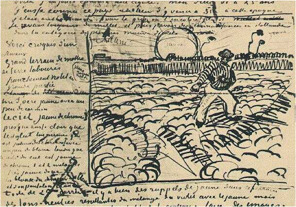 Vincent van Gogh Sembrador con Sol Poniente LetterSketches Vincent van Gogh's Sembrador con Sol Poniente LetterSketches