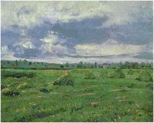 Vincent van Gogh Campos de trigo con pilas Painting Vincent van Gogh's Campos de trigo con pilas Painting