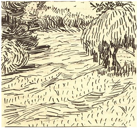 Vincent van Gogh Newly Mowed Lawn with Weeping Tree Letter Sketches Vincent van Gogh's Newly Mowed Lawn with Weeping Tree Letter Sketches