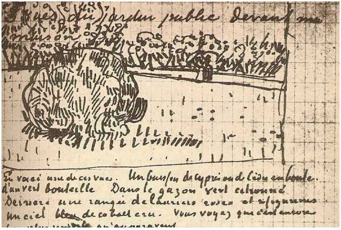 Vincent van Gogh Round Clipped Shrub in the Public Garden Letter Sketches Vincent van Gogh's Round Clipped Shrub in the Public Garden Letter Sketches