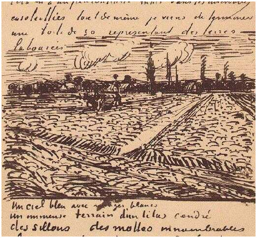 Vincent van Gogh Campo arado LetterSketches Vincent van Gogh's Campo arado LetterSketches