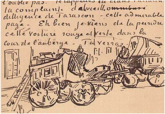 Vincent van Gogh La diligencia de Tarascon LetterSketches Vincent van Gogh's La diligencia de Tarascon LetterSketches