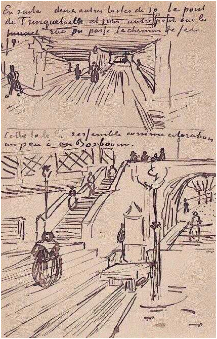 Vincent van Gogh El viaducto y el puente de Trinquetaille LetterSketches Vincent van Gogh's El viaducto y el puente de Trinquetaille LetterSketches