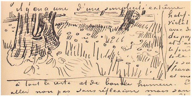 Vincent van Gogh Campo de hierba con dientes de león y troncos LetterSketches Vincent van Gogh's Campo de hierba con dientes de león y troncos LetterSketches