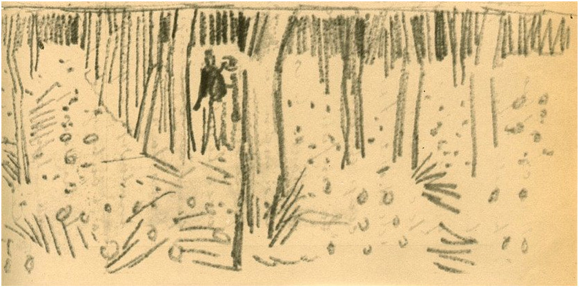Vincent van Gogh Pareja caminando por hileras de árboles LetterSketches Vincent van Gogh's Pareja caminando por hileras de árboles LetterSketches