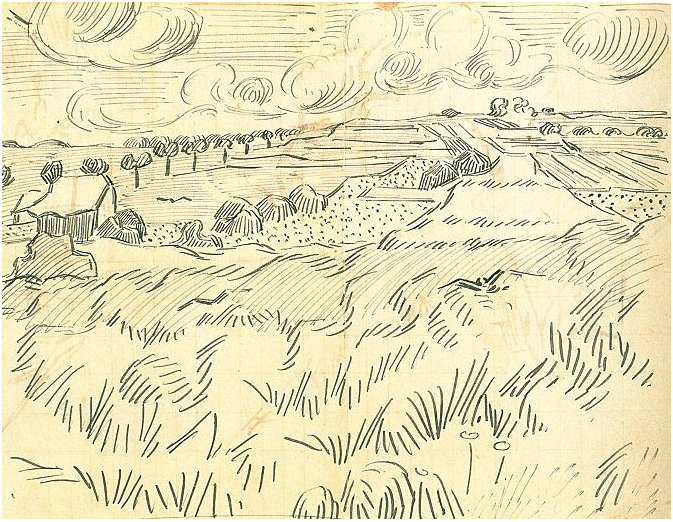 Vincent van Gogh Los campos de trigo LetterSketches Vincent van Gogh's Los campos de trigo LetterSketches