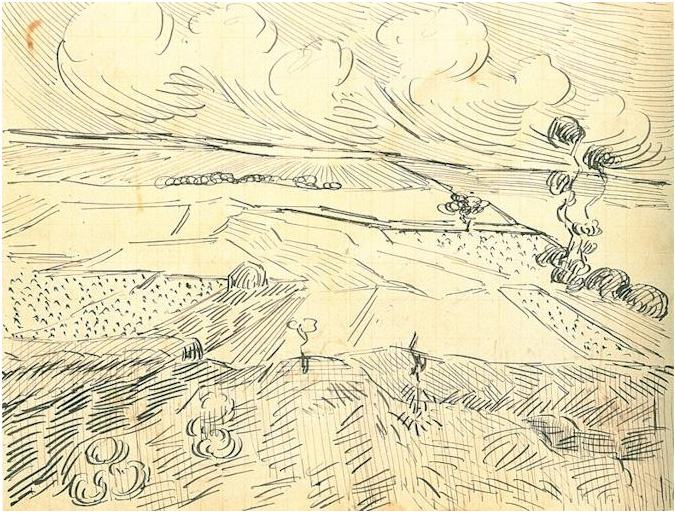 Vincent van Gogh Los campos de trigo LetterSketches Vincent van Gogh's Los campos de trigo LetterSketches