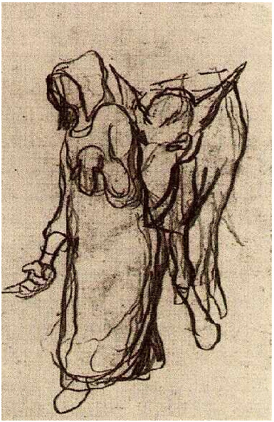 Vincent van Gogh Mujer con un burro Drawing Vincent van Gogh's Mujer con un burro Drawing