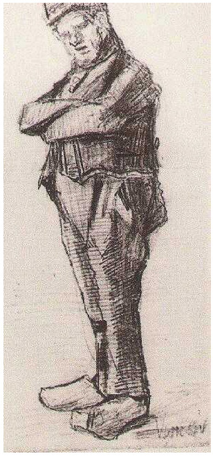 Vincent van Gogh Hombre, de pie con brazos cruzados Drawing Vincent van Gogh's Hombre, de pie con brazos cruzados Drawing