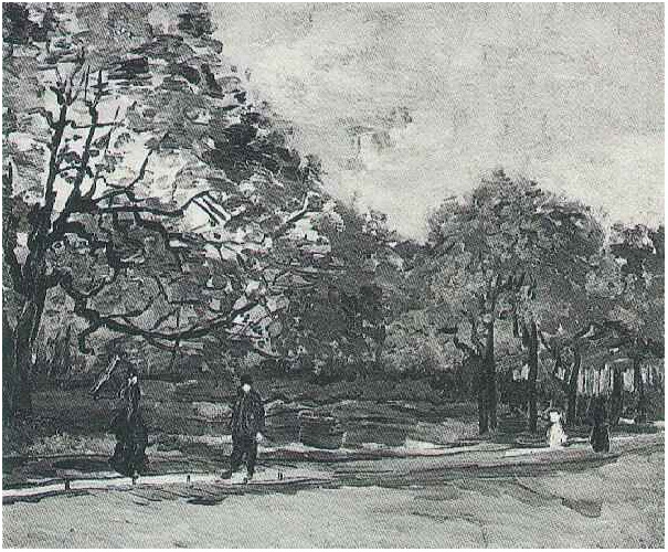 Vincent van Gogh Bois de Boulogne con la gente que camina Painting Vincent van Gogh's Bois de Boulogne con la gente que camina Painting