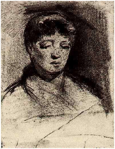 Vincent van Gogh Cabeza de una mujer Drawing Vincent van Gogh's Cabeza de una mujer Drawing