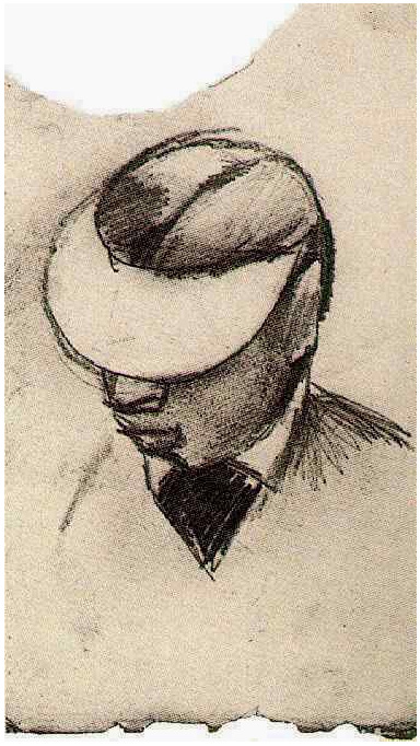 Vincent van Gogh Cabeza de un hombre con gorra o la sombra del litógrafo Drawing Vincent van Gogh's Cabeza de un hombre con gorra o la sombra del litógrafo Drawing