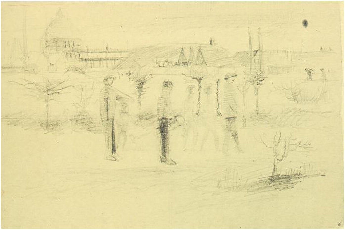 Vincent van Gogh Mineros en la nieve al amanecer LetterSketches Vincent van Gogh's Mineros en la nieve al amanecer LetterSketches