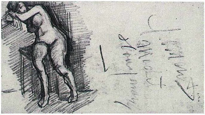 Vincent van Gogh Mujer desnuda, sentada Drawing Vincent van Gogh's Mujer desnuda, sentada Drawing