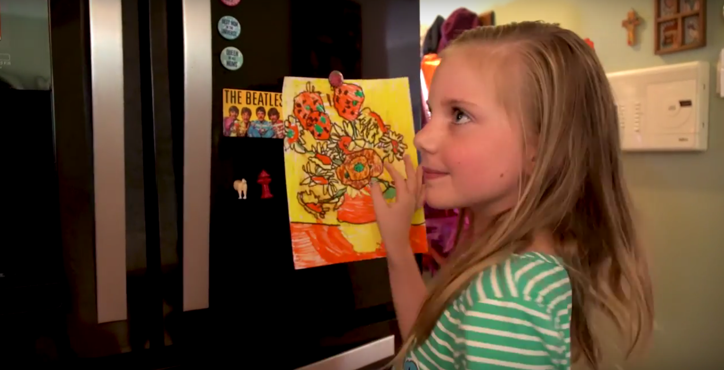 Hanging Sunflowers on the Fridge